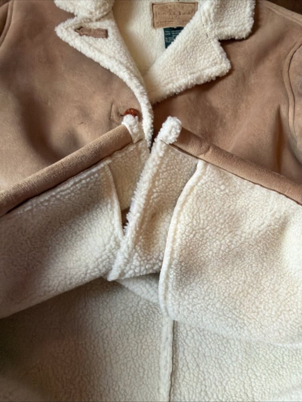 Vintage Ralph Lauren Suede Shearling Jacket Car Coat Sz Medium  American classic - Picture 9 of 9